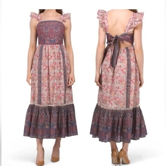 Haute Hippie tiered peasant-style maxi-dress. Size 14 NWOT - Picture 1 of 5